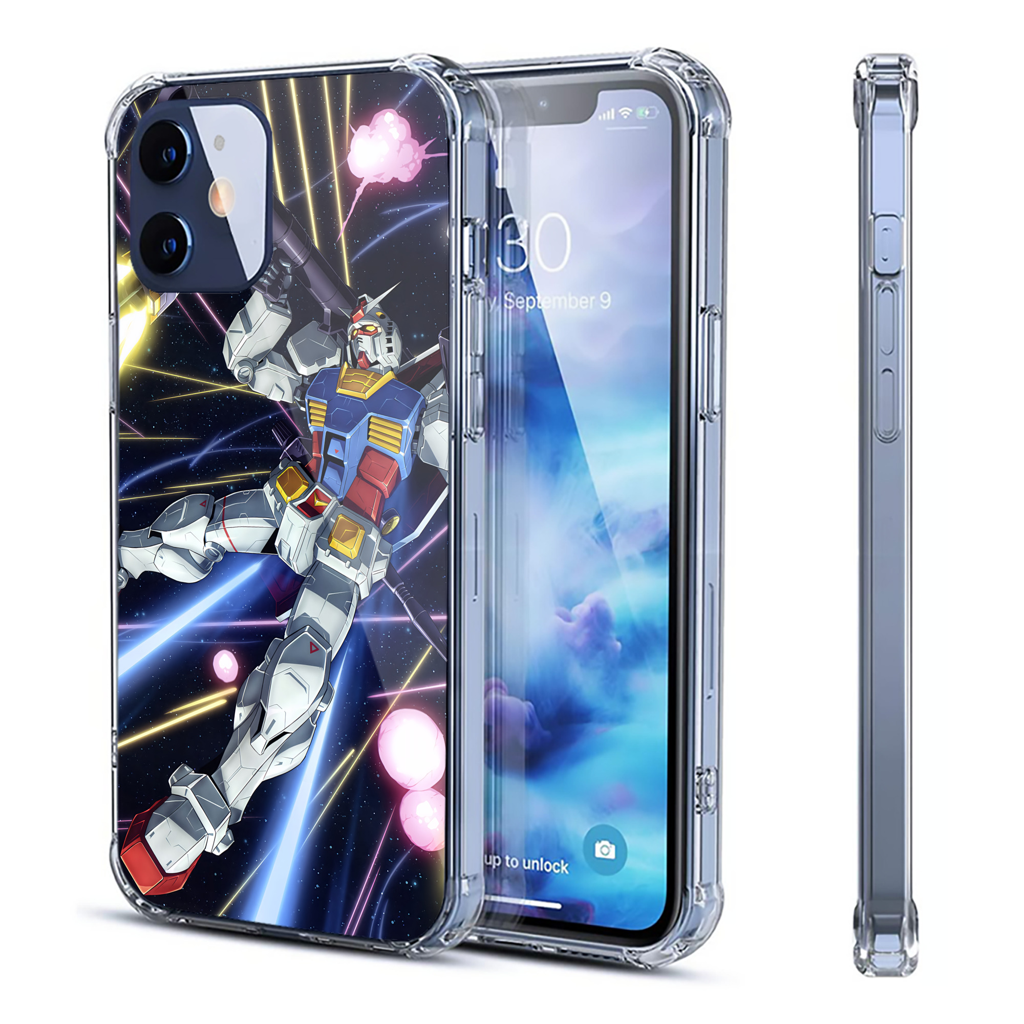 （画像用） 機動戦士ガンダム Mobile Suit Gundam 【iPhone 12シリーズ対応】透明スマホケース（クリアソフトケース）